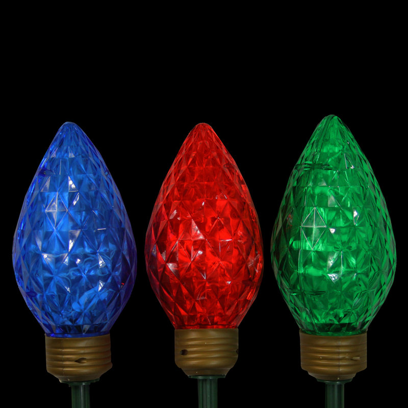 Northlight Set Of 3 Lighted Led Jumbo C9 Bulb Christmas Pathway Marker
